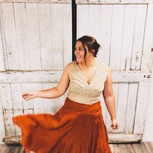 Chic Terracotta Midi Skirt